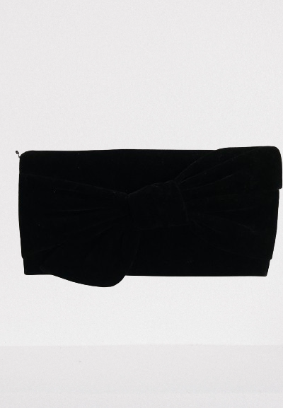 INC Women’s Leather Bow Chain Strap Clutch Handbag Purse – Black Velvet