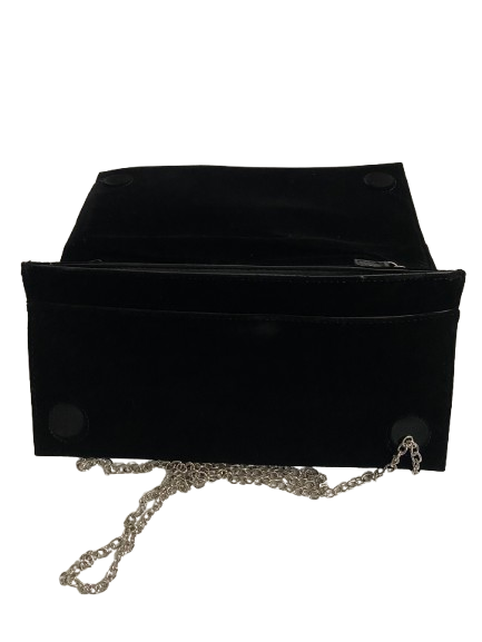 INC Women’s Leather Bow Chain Strap Clutch Purse – Black Velvet - Image 2