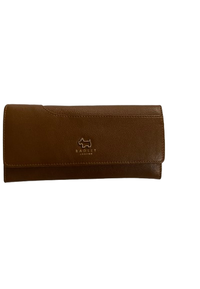 Radley London Genuine Leather Dog Logo Flap Bifold Wallet – Brown