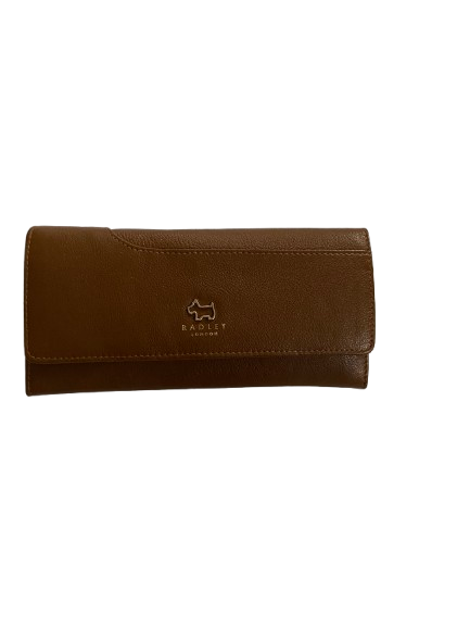 Radley London Genuine Leather Dog Logo Flap Bifold Wallet – Brown