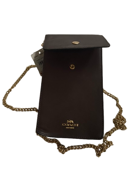 Coach Leather Chain Phone Crossbody Pouch Wallet - Oxblood/Gold