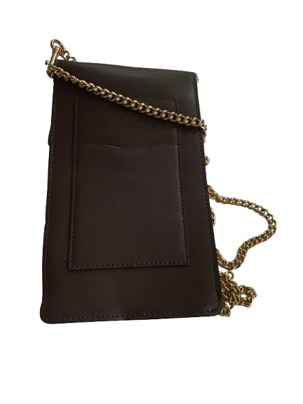 Coach Leather Chain Phone Crossbody Pouch Wallet - Oxblood/Gold - Image 3