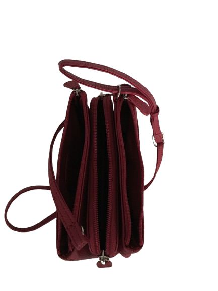 Giani Bernini Leather Crossbody Zip Top Soft Core - Wine - Image 2