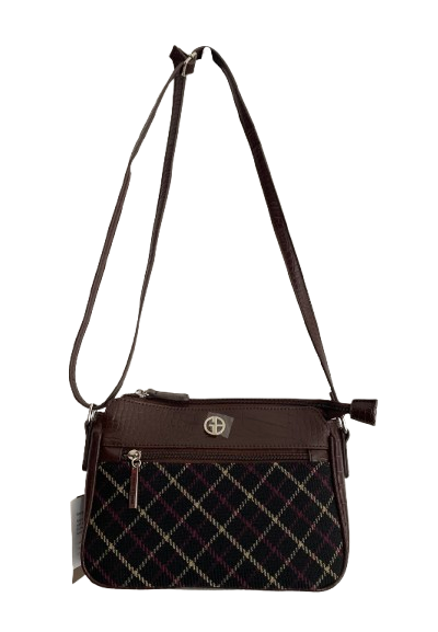 Giani Bernini Crossbody Bag - Brown Plaid Crocodile