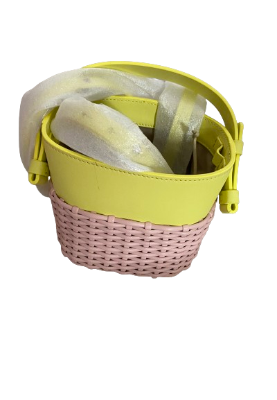 Nico Giani Adenia Small Leather Woven Basket Bucket Bag
