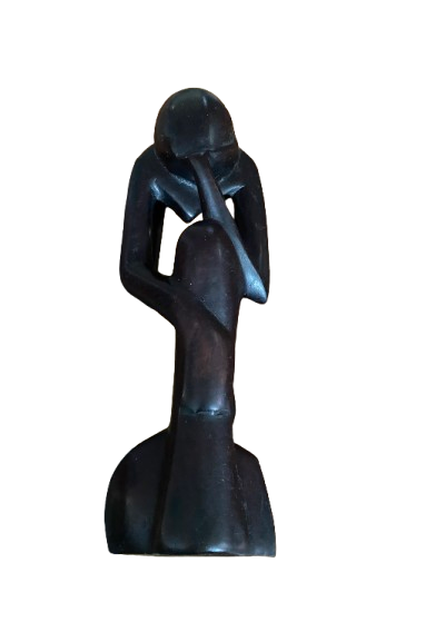 African Thinker Statue - Dark Brown, 10"