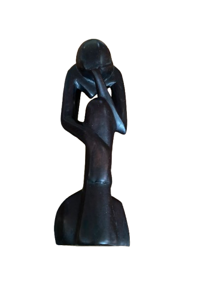African Thinker Statue - Dark Brown, 10"