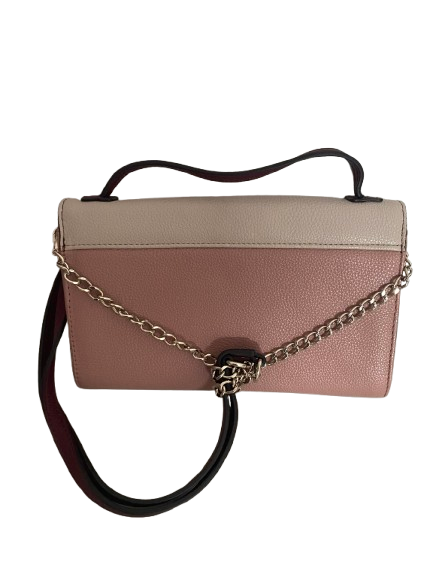 Guess Logo Charm Gold Chain Shoulder Bag/Purse - Pink/Biege/Wine - Image 2