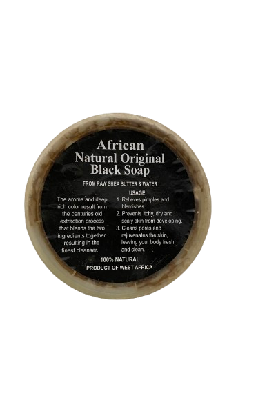African Natural Black Soap in a Bowl - 8oz