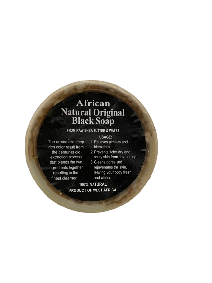 African Natural Black Soap in a Bowl - 8oz