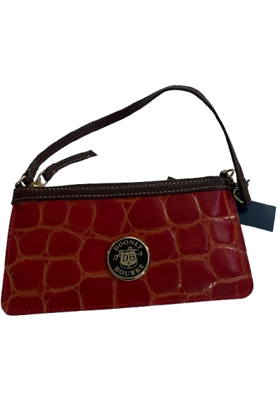 Dooney and Bourke Leather Monogram Wristlet Wallet Purse - Red/Wine