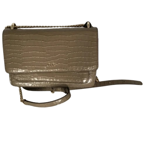 DKNY Bryant Croco Leather Chain Flap Crossbody - Dune/Gold